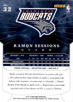 2012-13 Panini Brilliance - Starburst #32 Ramon Sessions Back