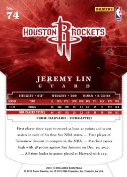 2012-13 Panini Brilliance - Starburst #74 Jeremy Lin Back