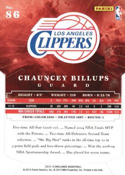 2012-13 Panini Brilliance - Starburst #86 Chauncey Billups Back