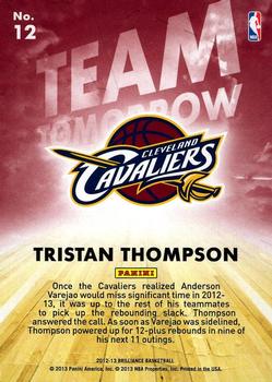 2012-13 Panini Brilliance - Team Tomorrow #12 Tristan Thompson Back
