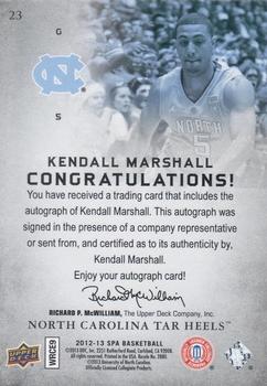 2012-13 SP Authentic - Autographs #23 Kendall Marshall Back