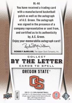 2012-13 SP Authentic - By the Letter #BL-AG A.C. Green Back