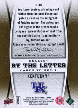 2012-13 SP Authentic - By the Letter #BL-AW Antoine Walker Back