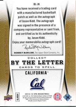 2012-13 SP Authentic - By the Letter #BL-JK Jason Kidd Back