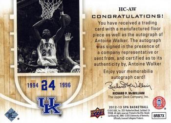 2012-13 SP Authentic - Home Court Signatures #HC-AW Antoine Walker Back