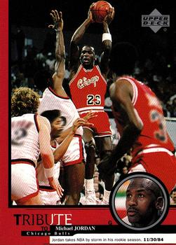 1999 Upper Deck Tribute to Michael Jordan #1 Michael Jordan (Rookie season 11/30/84) Front