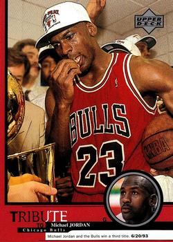 1999 Upper Deck Tribute to Michael Jordan #14 Michael Jordan (Bulls win a third title 6/20/93) Front