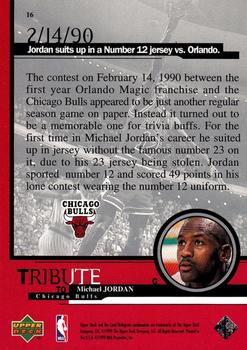 1999 Upper Deck Tribute to Michael Jordan #16 Michael Jordan (Number 12 jersey vs. Orlando 2/14/90) Back