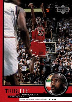 1999 Upper Deck Tribute to Michael Jordan #30 Michael Jordan (Final shot defeats the Jazz 6/14/98) Front