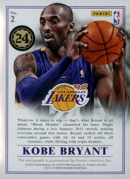 2012-13 Panini Crusade - Majestic Signatures #2 Kobe Bryant Back