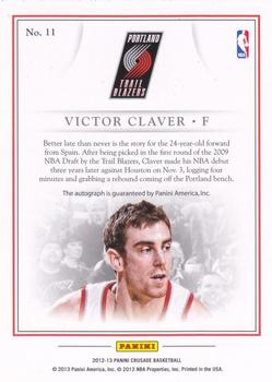 2012-13 Panini Crusade - Quest Autographs #11 Victor Claver Back
