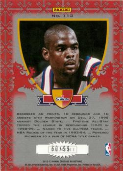 2012-13 Panini Crusade - Crusade Red #112 Chris Webber Back