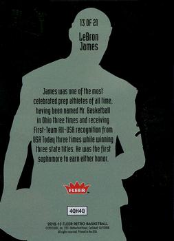 2012-13 Fleer Retro - 96-97 Ultra Starring Role #13 LeBron James Back