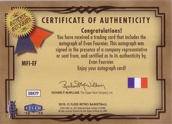 2012-13 Fleer Retro - 99-00 Mystique Fresh Ink #MFI-EF Evan Fournier Back