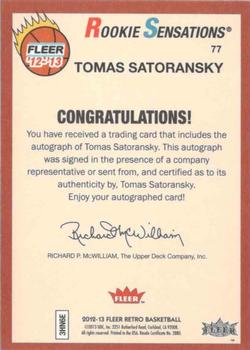 2012-13 Fleer Retro - Autographs #77 Tomas Satoransky Back