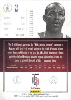 2012-13 Panini Signatures - Chase Legends #95 Clyde Drexler Back