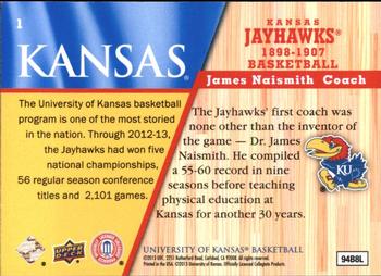 2013 Upper Deck University of Kansas #1 James Naismith Back