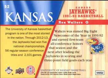 2013 Upper Deck University of Kansas #52 Rex Walters Back