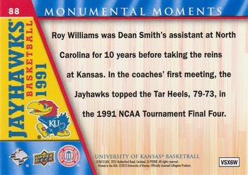 2013 Upper Deck University of Kansas #88 1991:Williams Meets Smith In Final Four Back