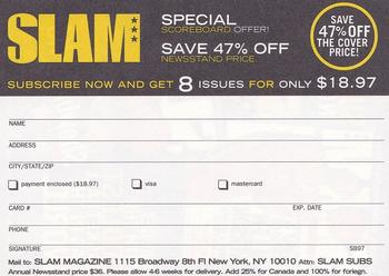 1997-98 Score Board Autographed #NNO Slam Magazine Subscription Back