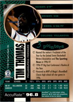 1997-98 Score Board Autographed #5 Tim Thomas Back