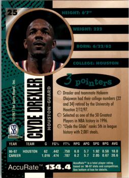 1997-98 Score Board Autographed #25 Clyde Drexler Back