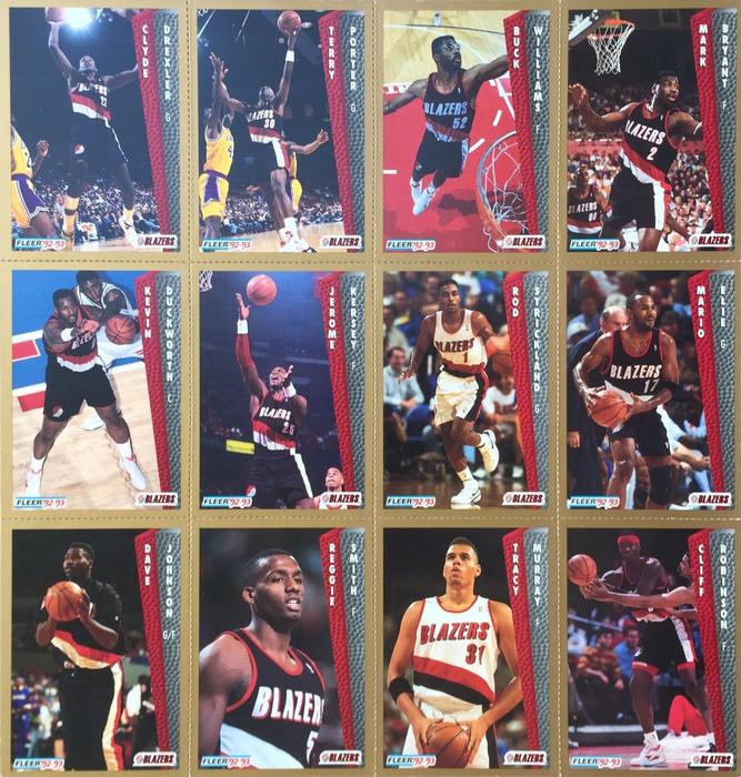 1992-93 Fleer - Team Sheets #NNO Clyde Drexler / Terry Porter / Buck Williams / Mark Bryant / Kevin Duckworth / Jerome Kersey / Rod Strickland / Mario Elie / Dave Johnson / Reggie Smith / Tracy Murray / Cliff Robinson Front
