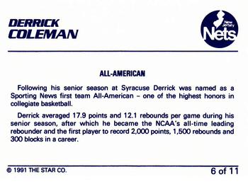 1990-91 Star Derrick Coleman Blue #6 Derrick Coleman - All-American Back