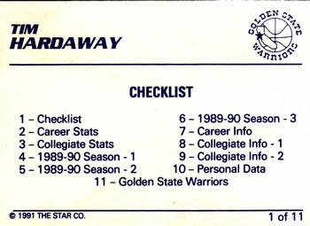 1990-91 Star Tim Hardaway #1 Tim Hardaway - Checklist Back