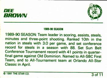 1990-91 Star Dee Brown #3 Dee Brown - 1989-90 Season Back