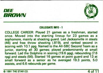 1990-91 Star Dee Brown #4 Dee Brown - Collegiate Info - 1 Back