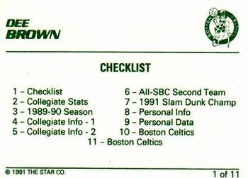 1990-91 Star Dee Brown #1 Dee Brown - Checklist Back