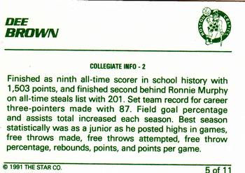 1990-91 Star Dee Brown #5 Dee Brown - Collegiate Info - 2 Back