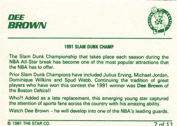 1990-91 Star Dee Brown #7 Dee Brown - 1991 Slam Dunk Champ Back