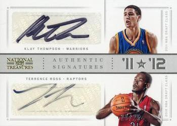 2012-13 Panini National Treasures - 11 vs. 12 Signatures Gold #44 Klay Thompson / Terrence Ross Front