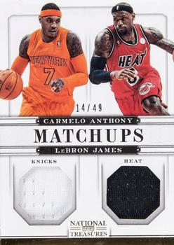 2012-13 Panini National Treasures - Matchups Materials #87 Carmelo Anthony / LeBron James Front