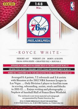 2012-13 Panini Immaculate Collection #148 Royce White  Back