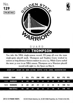 2013-14 Hoops #129 Klay Thompson Back