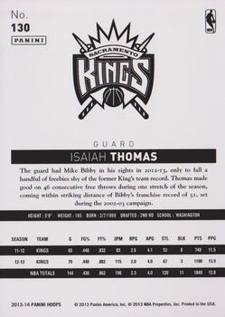2013-14 Hoops #130 Isaiah Thomas Back