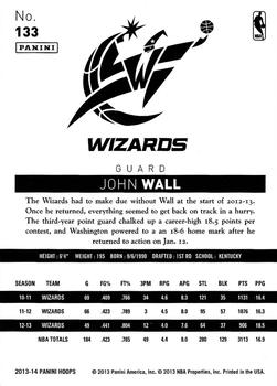2013-14 Hoops #133 John Wall Back