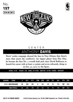 2013-14 Hoops #157 Anthony Davis Back