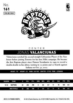 2013-14 Hoops #161 Jonas Valanciunas Back