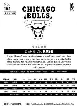 2013-14 Hoops #182 Derrick Rose Back