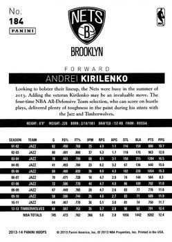 2013-14 Hoops #184 Andrei Kirilenko Back