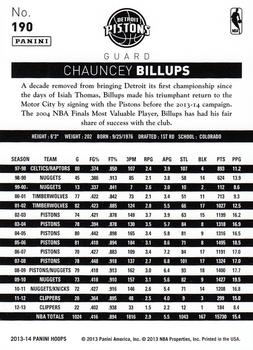 2013-14 Hoops #190 Chauncey Billups Back