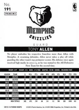 2013-14 Hoops #191 Tony Allen Back