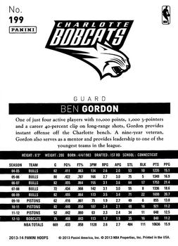 2013-14 Hoops #199 Ben Gordon Back