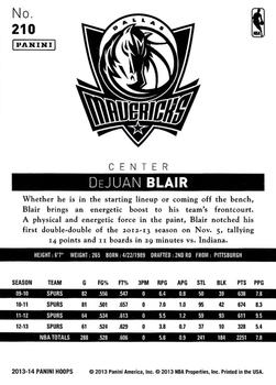 2013-14 Hoops #210 DeJuan Blair Back
