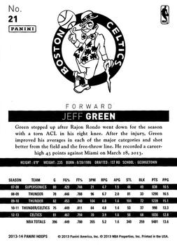 2013-14 Hoops #21 Jeff Green Back