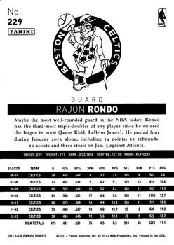 2013-14 Hoops #229 Rajon Rondo Back